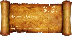 Wolff Etelka névjegykártya